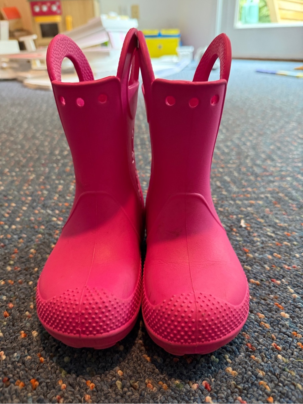 CROCS Kids Bright Pink Waterproof Pull-On Rain Boots
